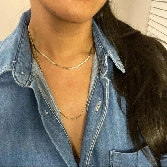 SNAKE Chain Dainty Gold Necklace Chain Layering Necklace - Picture 2 of 4